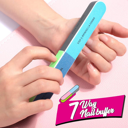 FANDAMEI Nail Files and Buffers, 20PCS Nail File Kit. Rectangular Nail Buffer Block & 100/180 Grit 7 Way Nail File & Polishing Buffer. Nail Prep Kit. Professional Manicure Nail Tools