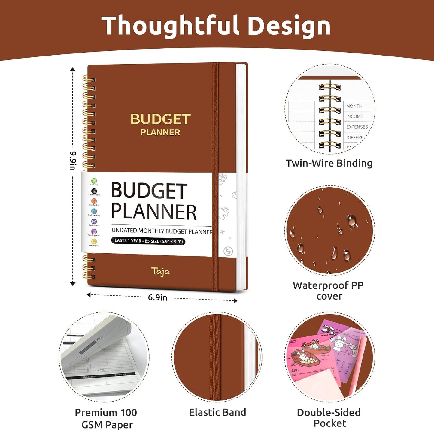 Budget Planner - Monthly Budget Book with Expense Tracker Notebook, Undated Bill Organizer & Finance Planner to Take Control of Your Money, Account Book to Manage Your Finances-Pink