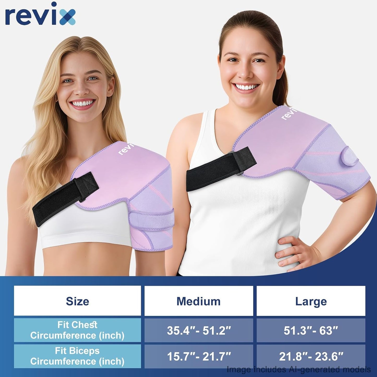 REVIX Large Shoulder Ice Pack Wrap, 2 Gel Packs+1 Shoulder Brace for Rotator Cuff and Arm, Reusable Gel Cold Therapy Wrap for Discomfort Relief & Muscle Relaxation, Easy to Wear & Remove