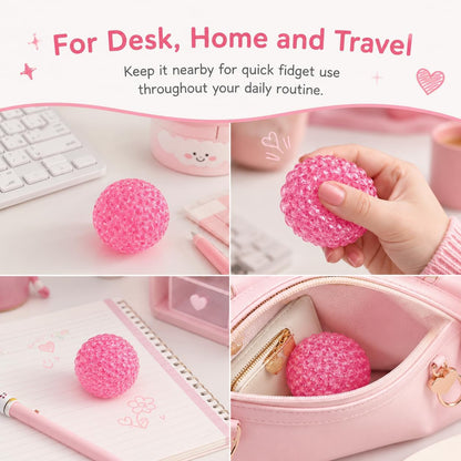 Handmade Stress Relief Balls for Adults, Soft Squeeze Fidget Toy with Rustling Sound, Portable Sensory Desk Toy for Office and Home (1 Blue)