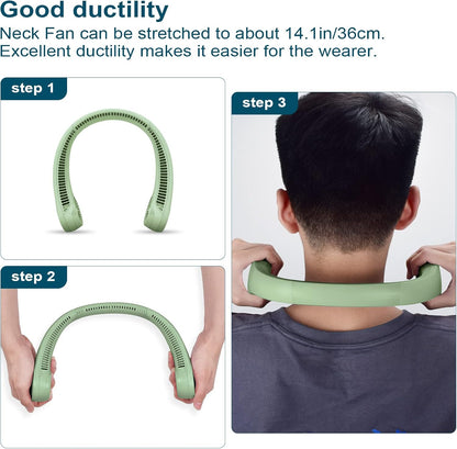CIVPOWER Neck Fan: Portable Personal Neck Cooling Rechargeable Bladeless Fan - Hands Free 3 Speed 4000 mAh Battery USB Operated Wearable Headphone Design - Gift for Men Women Outdoor (White)