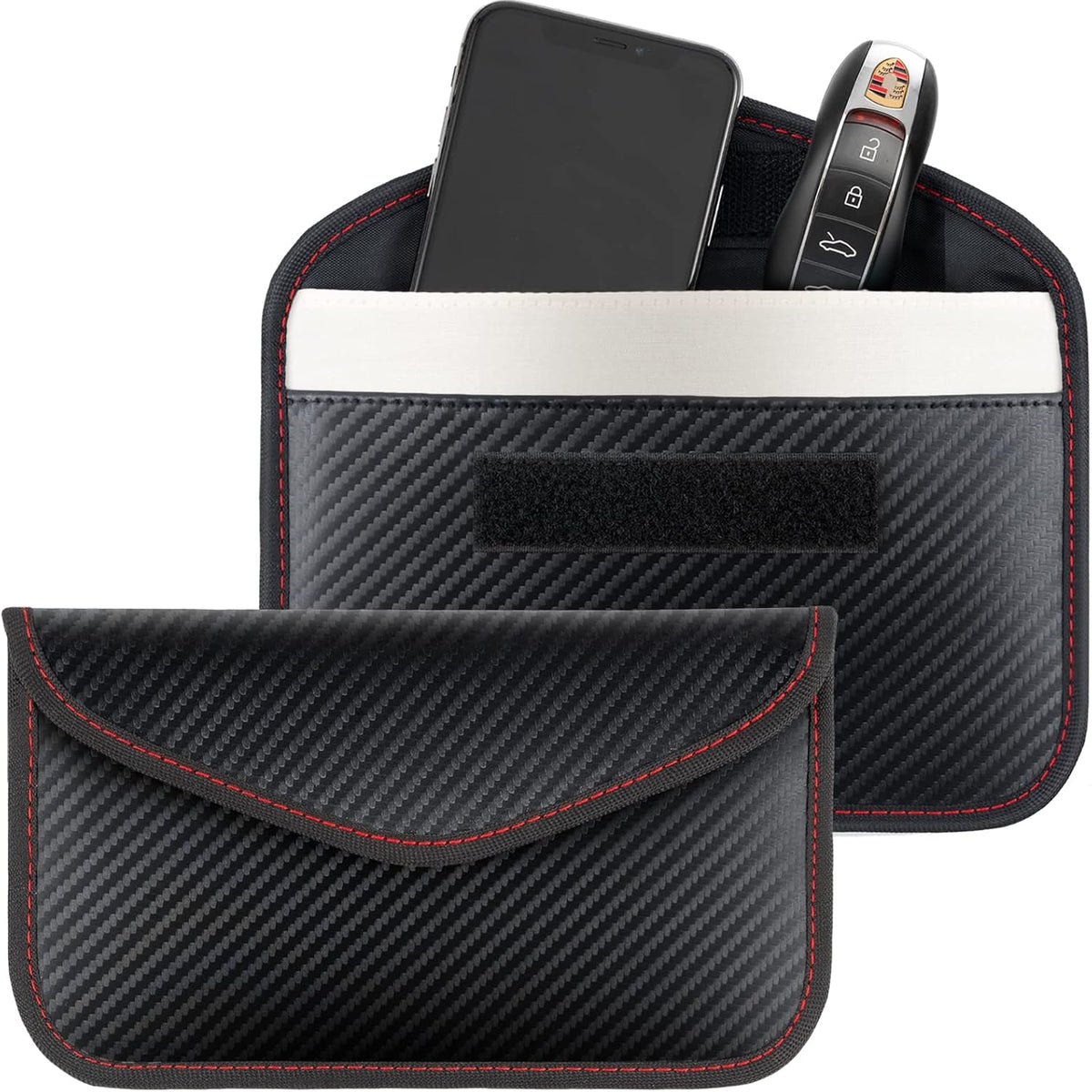 2 Pack Faraday Bags for Phone and Car Keys, Signal Blocking Key Pouch, Anti Theft Car Protection, Cell Phone Keyless Entry Fob Signal Blocking Pouch