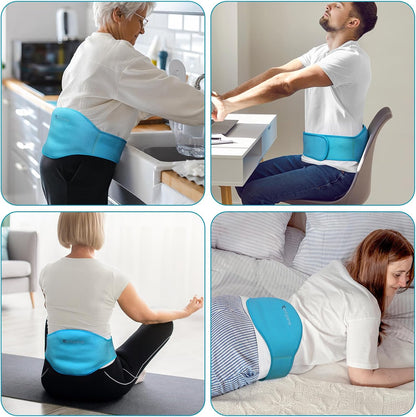 Comfytemp Ice Pack for Back Pain Relief, 2 Pcs, Sciatica Ease Brace, Reusable Gel Lower Back Ice Wrap for Injuries, Hot Cold Compress for Lower Lumbar, Waist, Men Women After Surgery (Blue)