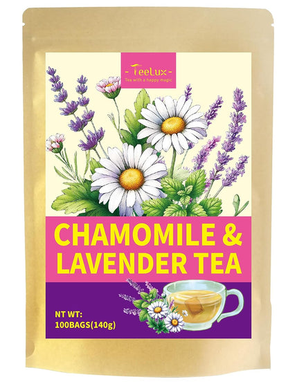 TeeLux Chamomile Lavender Tea Bags, Delicate Floral Aroma, 100 Count