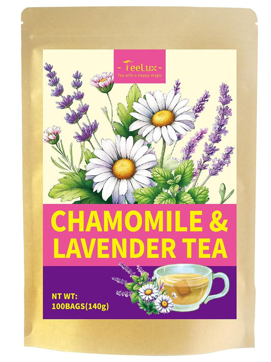 TeeLux Chamomile Lavender Tea Bags, Delicate Floral Aroma, 100 Count