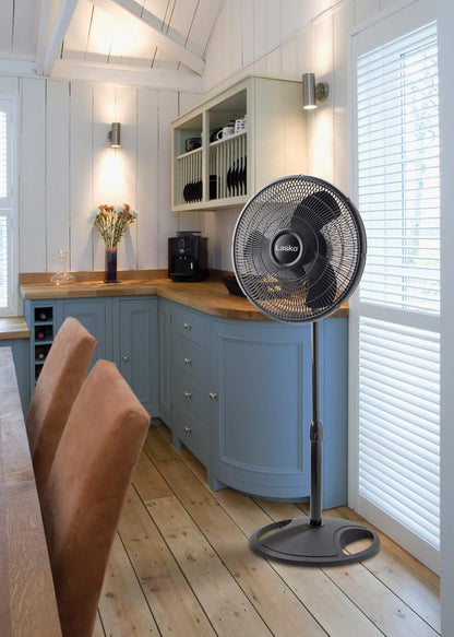 Lasko Oscillating Adjustable Pedestal Stand Fan with Timer and Remote for Indoor, Bedroom, Living Room, Home Office & College Dorm Use, 16 Inch, White, 1646