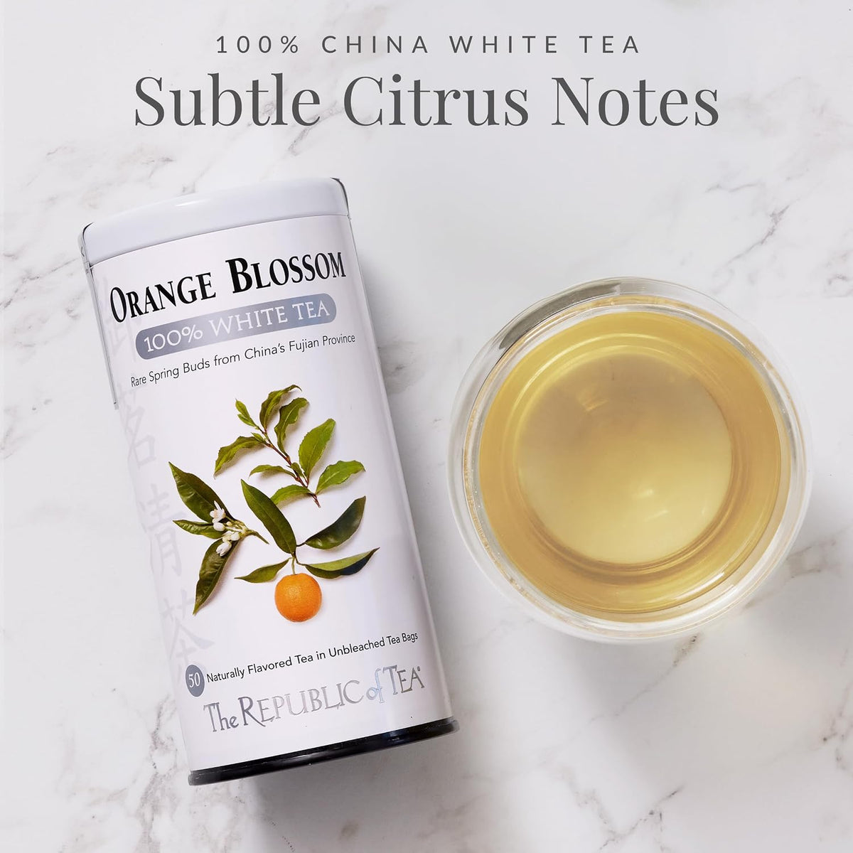 The Republic of Tea Orange Blossom 100% White Tea, Low Caffeine, 50 Count