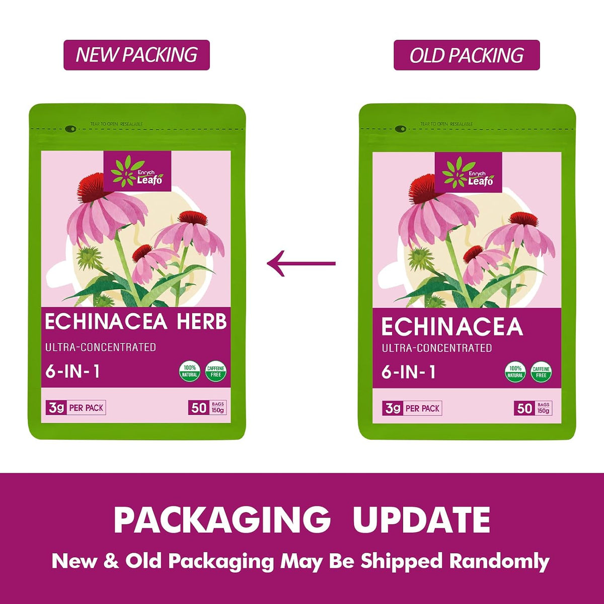 EnrychLeafo Echinacea Herb Tea with Goldenseal & Elderberry- 50bags
