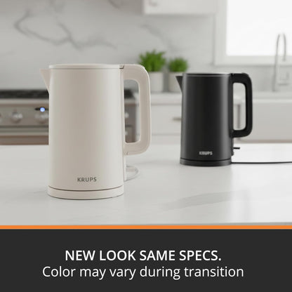 KRUPS Smart Temp Electric Kettle: 1.7L Capacity, 5 Precise Temperature Settings, Digital Display, Cool-Touch Exterior, Cordless Design for Tea and Coffee Lovers