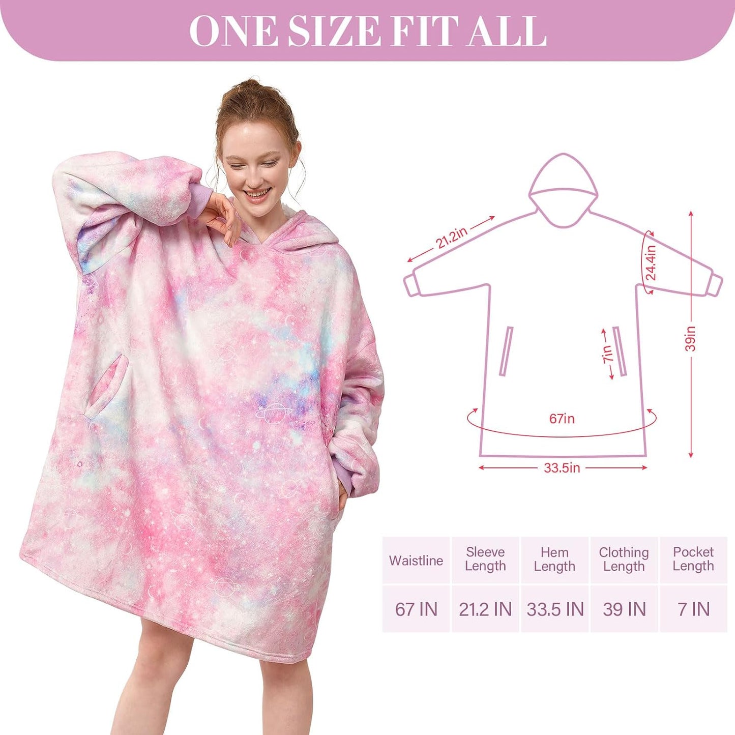 LetsFunny Blanket Hoodie,Oversized Wearable Sherpa Fleece Blanket Sweatshirt,Super Soft Warm Cozy with Giant Pocket,Gifts for Women Men Adults Teenagers, One Size Fits All