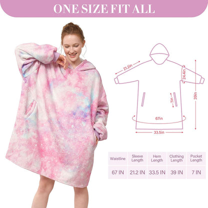 LetsFunny Blanket Hoodie,Oversized Wearable Sherpa Fleece Blanket Sweatshirt,Super Soft Warm Cozy with Giant Pocket,Gifts for Women Men Adults Teenagers, One Size Fits All