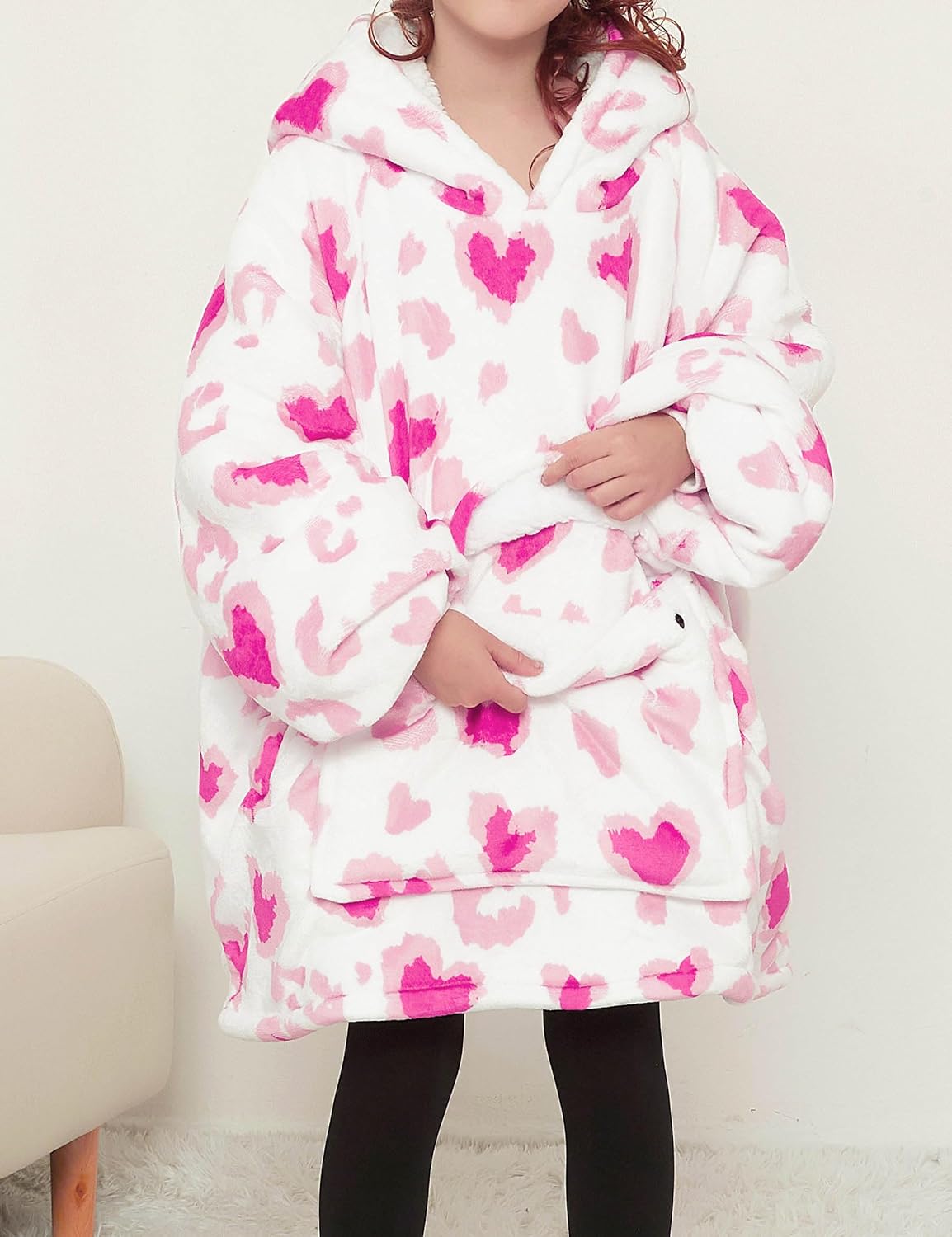 KFUBUO Wearable Blanket Hoodie for Adults Sherpa All Patterns Cat Oversized Sweatshirt Blanket with Pockets for Women