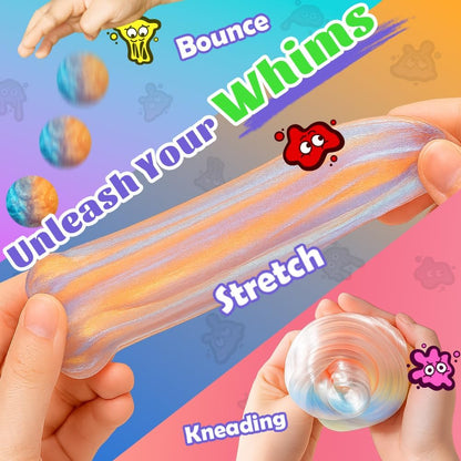 WATERELF Galaxy Putty Slime for Kids - Children's Day Gift, Fidget Sensory Artistic Therapy Putty Toys for Boys Girls Adults, Stress Relief Non-Sticky, 3.11 Inch 3.2 Oz – Golden/Red
