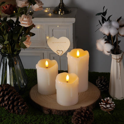 Homemory 6"x3" Outdoor Waterproof Flameless Candles, LED Candles, Battery Operated Candles with Remote and Timers, Electric Fake Plastic Pillar Candles, Ivory White, Set of 2