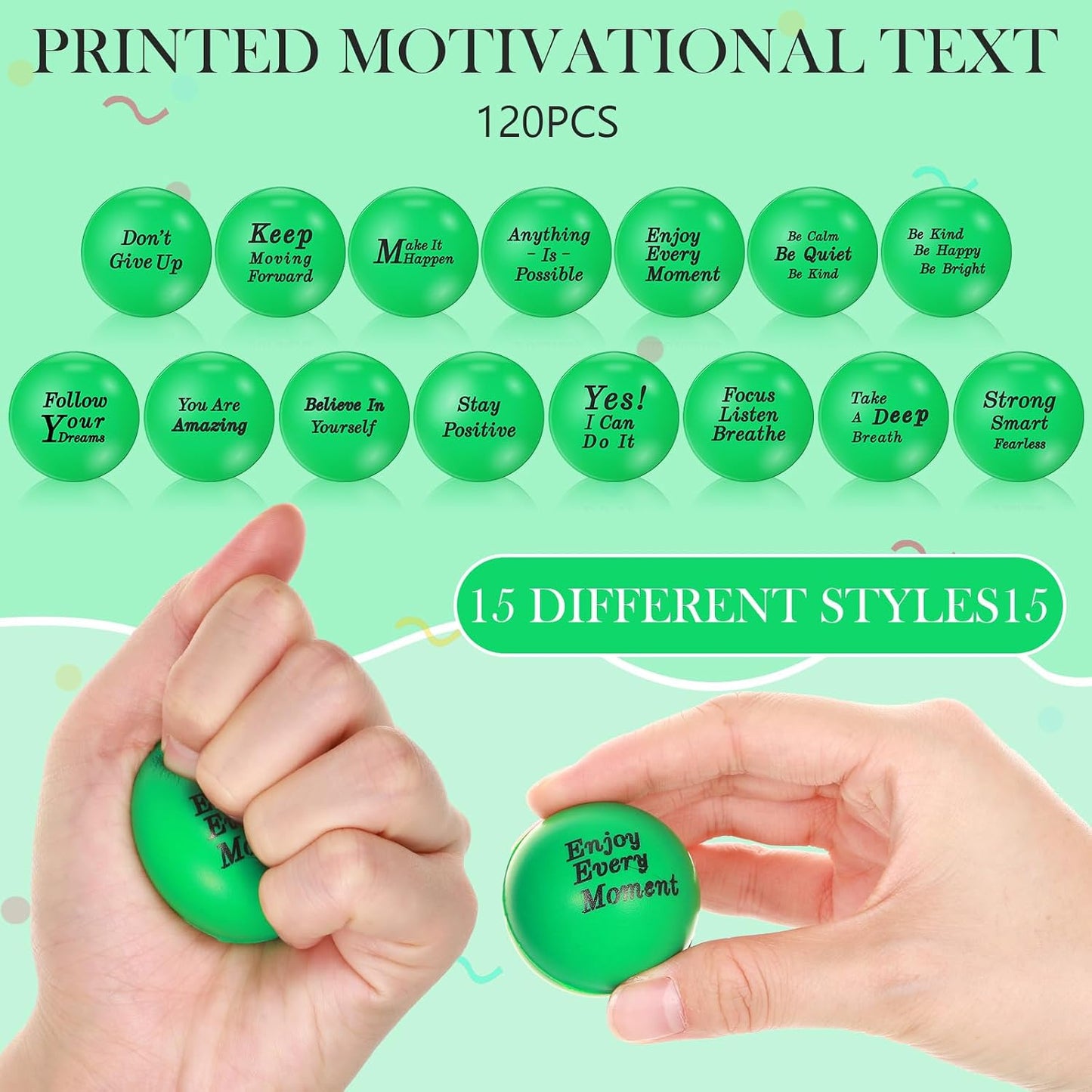 Poen 120 Pcs Motivational Foam Balls with Inspirational Quotes