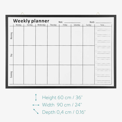 Navaris Weekly Planner White Board - 16" x 24" Magnetic Dry Erase Whiteboard Calendar with 7-Day Week Plan for Wall - Includes Markers and Magnets