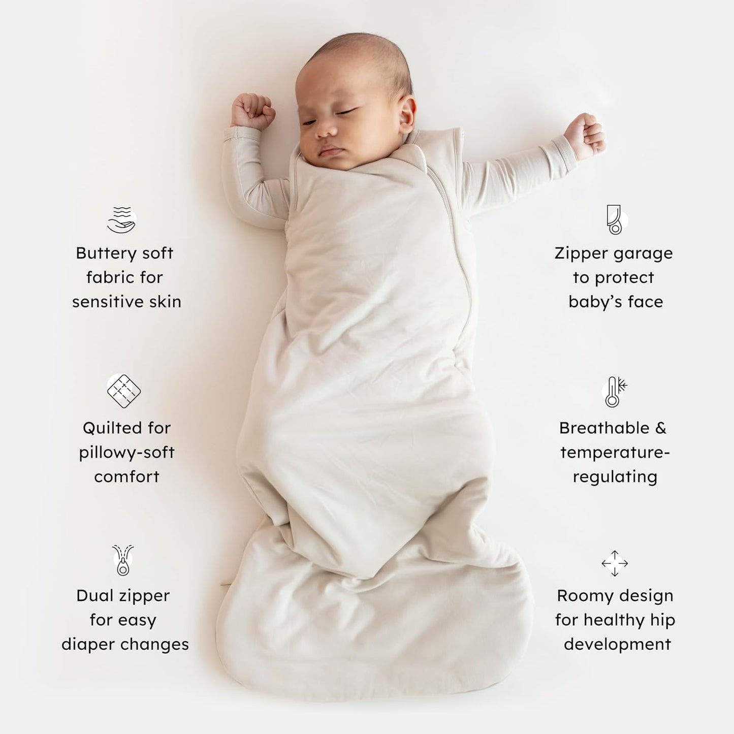 KYTE BABY Sleep Bag 1.0 TOG, Rayon Made From Bamboo Wearable Blanket, Dual Zipper For Infants And Toddlers Nursery Essentials
