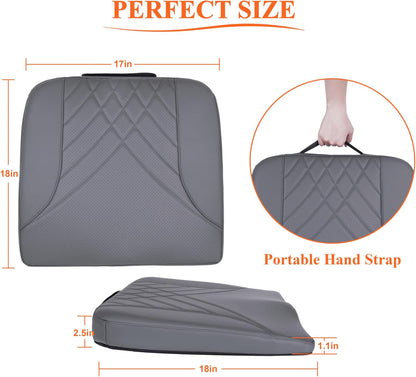 kingphenix Premium Car Seat Cushion, Memory Foam Driver Seat Cushion to Improve Driving View- Coccyx & Lower Back Pain Relief - Seat Cushion for Car, Truck, Office Chair (Leather Black)