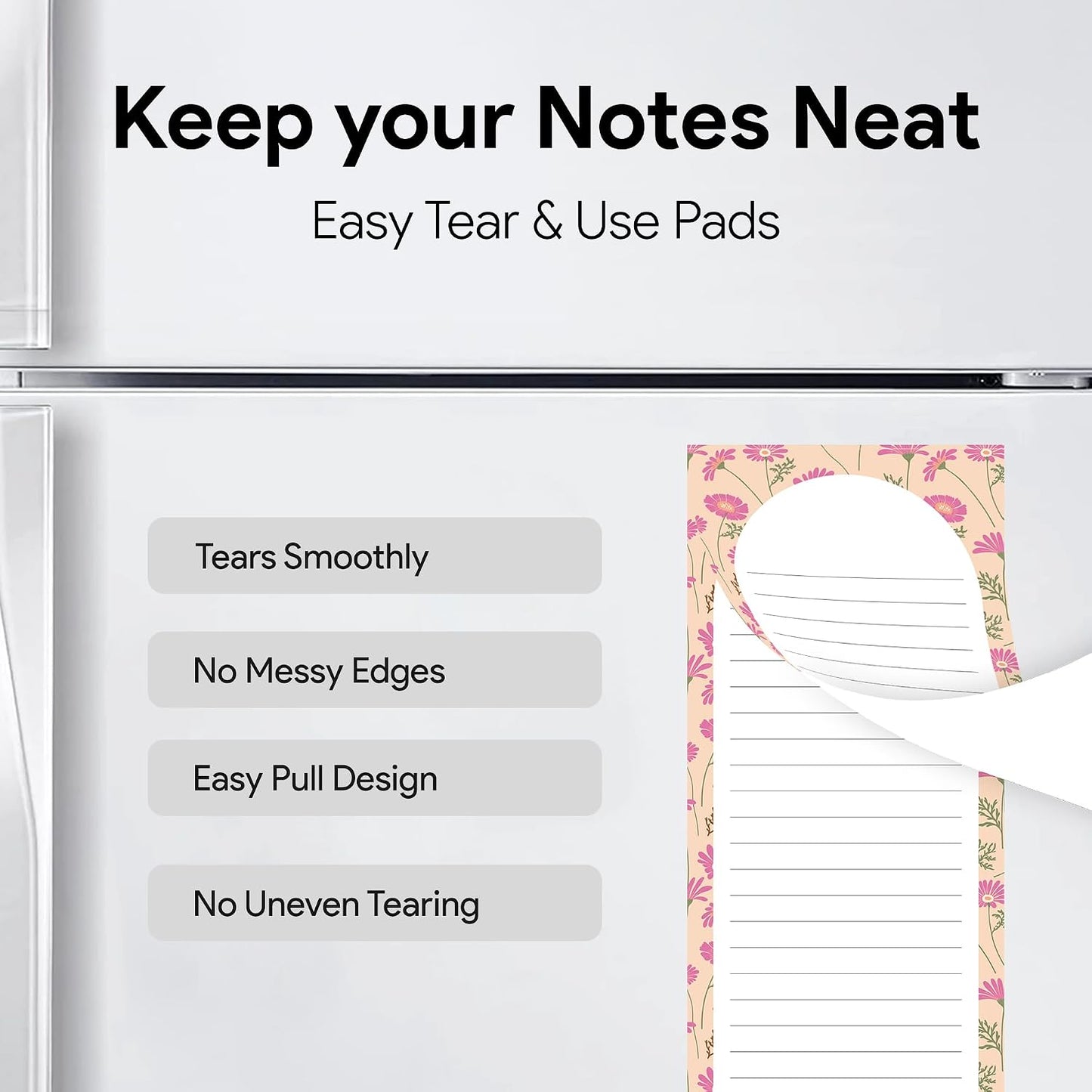 8 Magnetic Notepads – Notepads for Grocery List, Shopping List, To-Do List, Reminders -Strong Magnetic Back- Memo Notepad with Realistic Fruit Designs | 25 Sheets per Pad 7.5 x 3.5 inch (8 Pack)