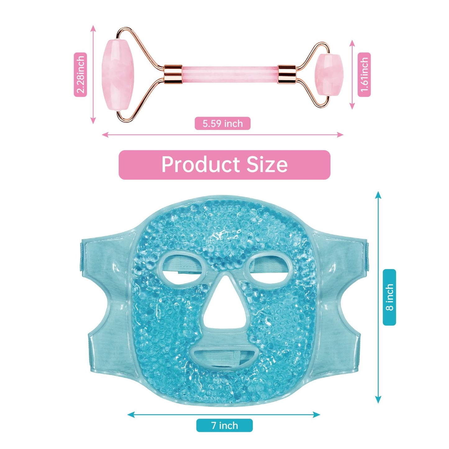 ZNÖCUETÖD Cold Face Eye Mask Ice Pack Reduce Facial Puff, Dark Circles, Hot Cold Compress Pack, Face SPA Gift for Woman Sleeping, Pressure, Headaches, Skin Care, Post Laser Cosmetic Care, Reversible