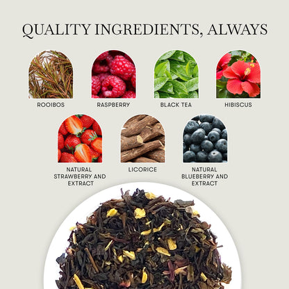 Luxmi Estates Hibis-Kiss Organic Hibiscus Tea (25 Tea Bags) Caffeinated Tea Bags For A Morning Boost and Natural Energy, With Certified Organic Black Tea
