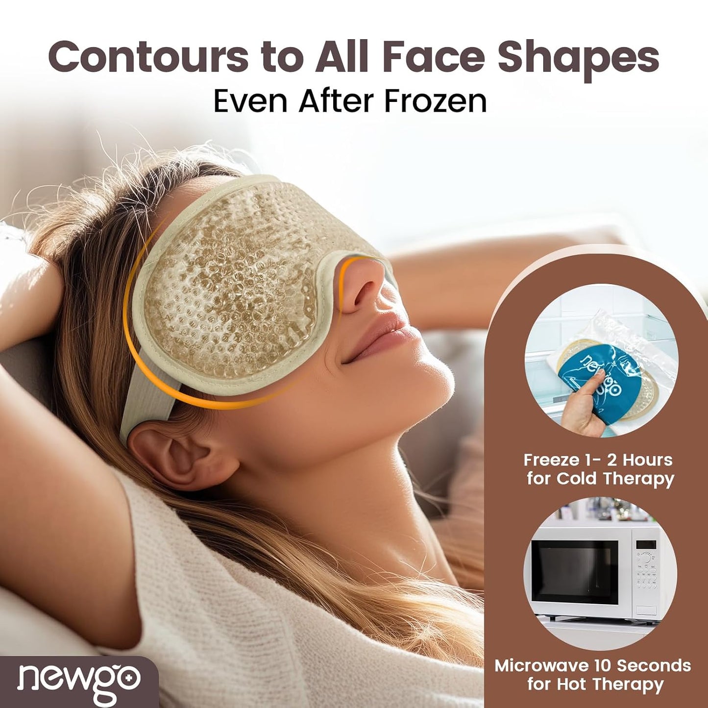 NEWGO Cooling Eye Mask for Puffy Eyes, Cold Eye Mask Eye Ice Pack for After Eyes Surgery, Tension Stress Relief, Itchy Eyes, Headaches, Dark Circles - Blue