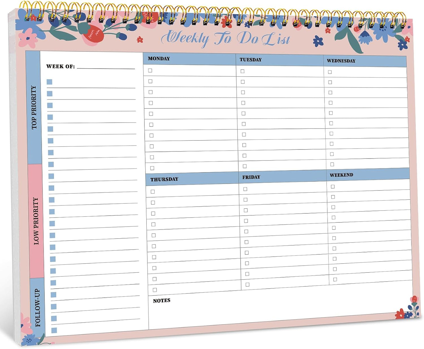 Taja Weekly To Do List Notepad with 52 Undated Sheets（8.5"×11"）- Weekly Desk Planner for Women & Man, Work and Home -1 Pack Violet Dream