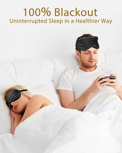 4 Pack Silk Sleep Mask - 100% Blackout, Zero Eye Pressure, Blindfold with Adjustable Strap, Super Soft Travel Eye Covers (Black, Pink, Blue, Purple)