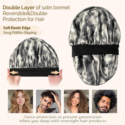 YANIBEST Silk Bonnet for Men Women Hair Bonnet for Sleeping Double Layer Satin Bonnet for Natural Curly Hair Unisex Sleep Cap