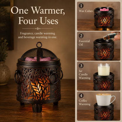 Dicimi Wax Melt Warmer,4-in-1 Electric Wax Melter,Oil Burner,Fireplace Wax Warmers, for Home Office Bedroom Aromatherapy Present and Decorations (Bronze, Fireplace Stove)
