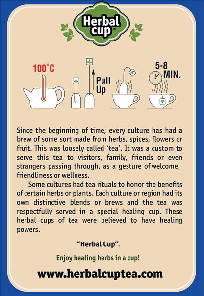Herbal Cup Ayurveda Elderberries Tea, Organic Rosehips Hibiscus, No Caffeine Herbal Supplement (16 Count, Pack of 6)