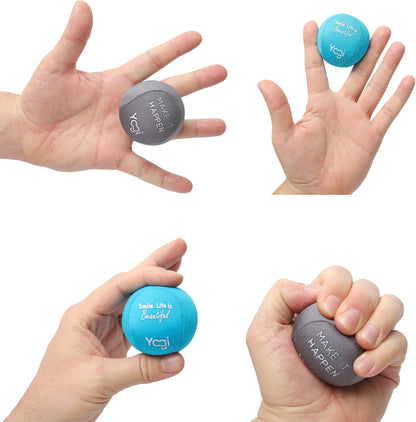 Yogi Stress Ball with Finger Grip Strap – Stress Balls for Adults & Kids, Squishy Ball Stress Relief Toy, Squeeze Ball for Anxiety, Sensory Toys & Fidget Ball for Hand Therapy