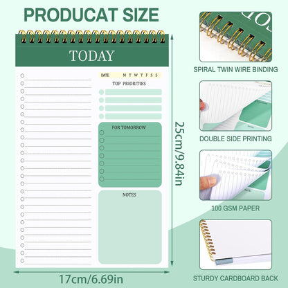 to Do List Notepad, Undated Daily Planner, 120 Pages, 6.7 x 9.8 in | 100 GSM FSC Paper, Plastic Cover, Spiral Bound, Tear-Off Pages, Task Checklist Layout For Home Office School Supplies