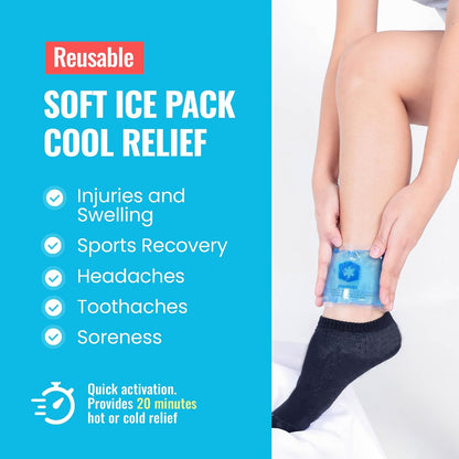ICEWRAPS Hot & Cold Ice Packs, 3 x 5 in Soft Reusable Gel Packs for Injuries, Headaches, Joints, and Fever Relief, Puncture-Proof Material, 6 Pack, FSA-HSA Eligible