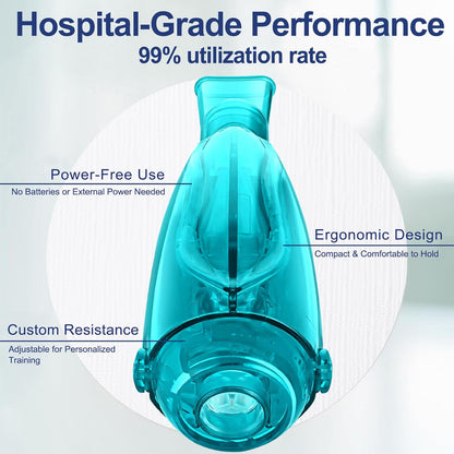 Flutter Valve Breathing Exercise Device for Lungs, Mucus Removal Device, Adjustable Resistance Breathing Trainer, Portable Lung Exerciser for Mucus Clearance