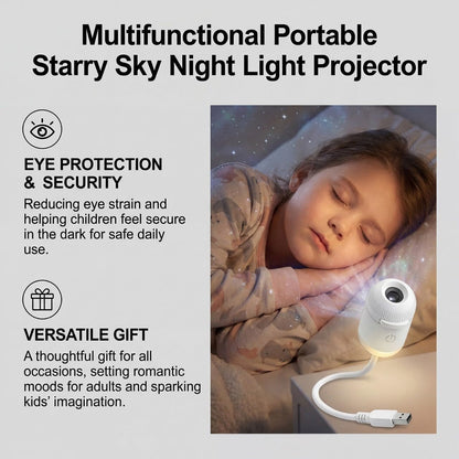 2-in-1 Galaxy Projector Night Light, USB Night Light Portable Galaxy Starry Sky Night Light Projector, 360° Rotation Ceiling Wall Projection Lamp for Car, Bedroom Decor (3 Slides)