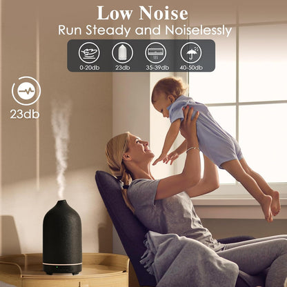 Diffuserlove Ceramic Essential Oil Diffuser 160ML Aromatherapy Diffuser for Home Bedroom Room Cool Mist Humidifier Stone Air Diffusers (Size:6.8" H x 3.6" W)