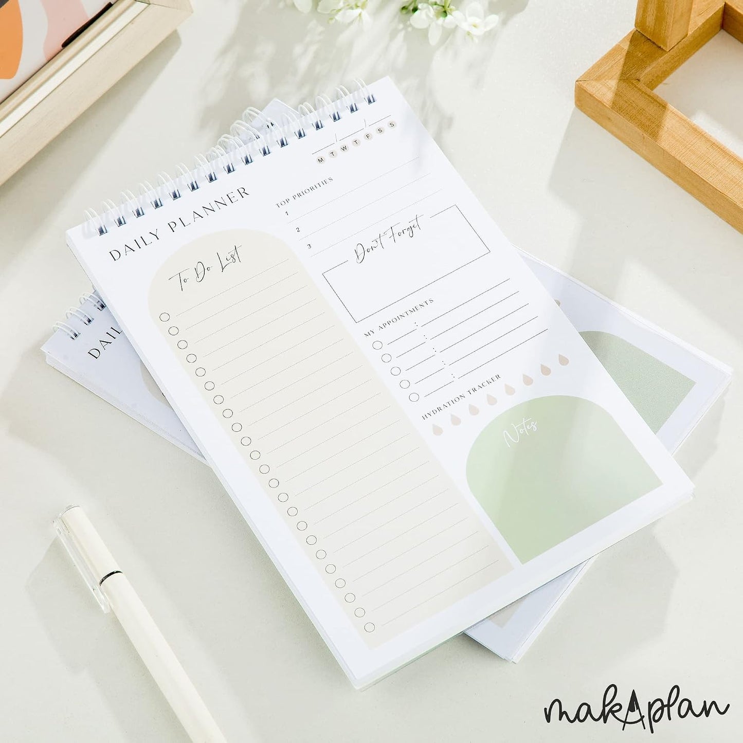 Daily Planner To Do List Notepad 60 Undated Pages,Coral,Twin-ring Spiral Bindling 6x9 Inch Desktop Daily Planning Notepad with Protective Cover,Notebook for Daily Tasks, Water Intake, Habit Tracker
