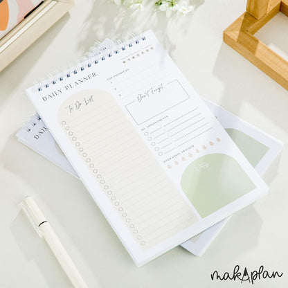 Daily Planner To Do List Notepad 60 Undated Pages,Coral,Twin-ring Spiral Bindling 6x9 Inch Desktop Daily Planning Notepad with Protective Cover,Notebook for Daily Tasks, Water Intake, Habit Tracker
