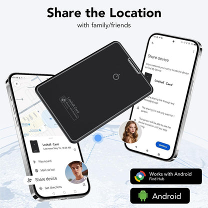 2 Pack Wallet Tracker Card for Android Bluetooth Tracker Work with Google Find Hub(Android Only), IP68 Waterproof, Item Finder for Bags, Keys, Passport