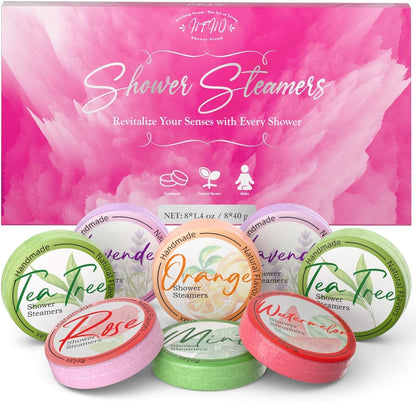 Shower Steamers Aromatherapy 8 Pack - Gifts for Women, Shower Bombs with Essential Oils, Self Care and Stress Relief Stocking Stuffers, Relaxation Birthday Gifts for Women and Men