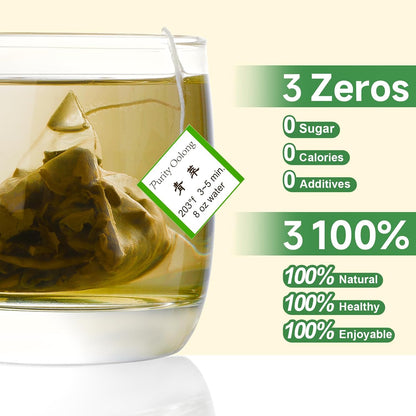 GTGLOTRA Oolong Tea Bags, 24 Whole Leaf Tea Bag, Alternative To Caffeine, 100% Natural Pure Tea, Stress Relief Pyramid Teabags, Suitable for Gifts, Office Reception, Vegan