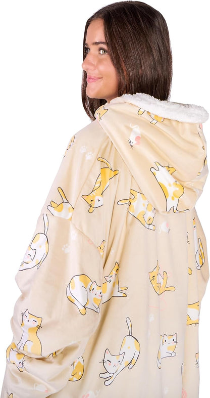 Bare Home Wearable Blanket Hoodie - Soft Plush Sherpa - Warm and Cozy - Oversized Wearable Blanket