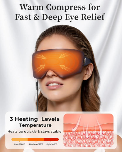 Heated Eye Mask for Dry Eyes, USB Powered Silk Warm Compress for Eyes