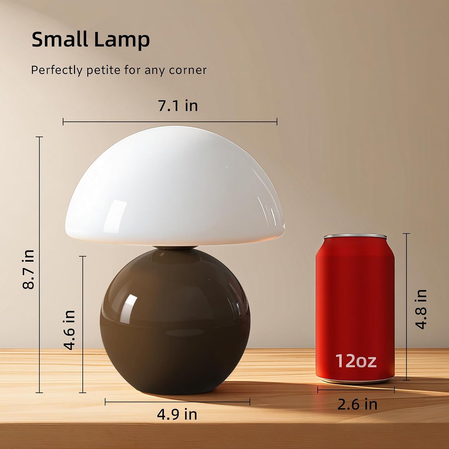 Dawnwake Mushroom Lamp Table Lamp for Bedroom,Desk Bedside Small Lamps for Living Room Night Stands,Mushroom Decor Cute Mini Modern Mid Century Lamps,Unique Aesthetic Home Living Room Decor(White)