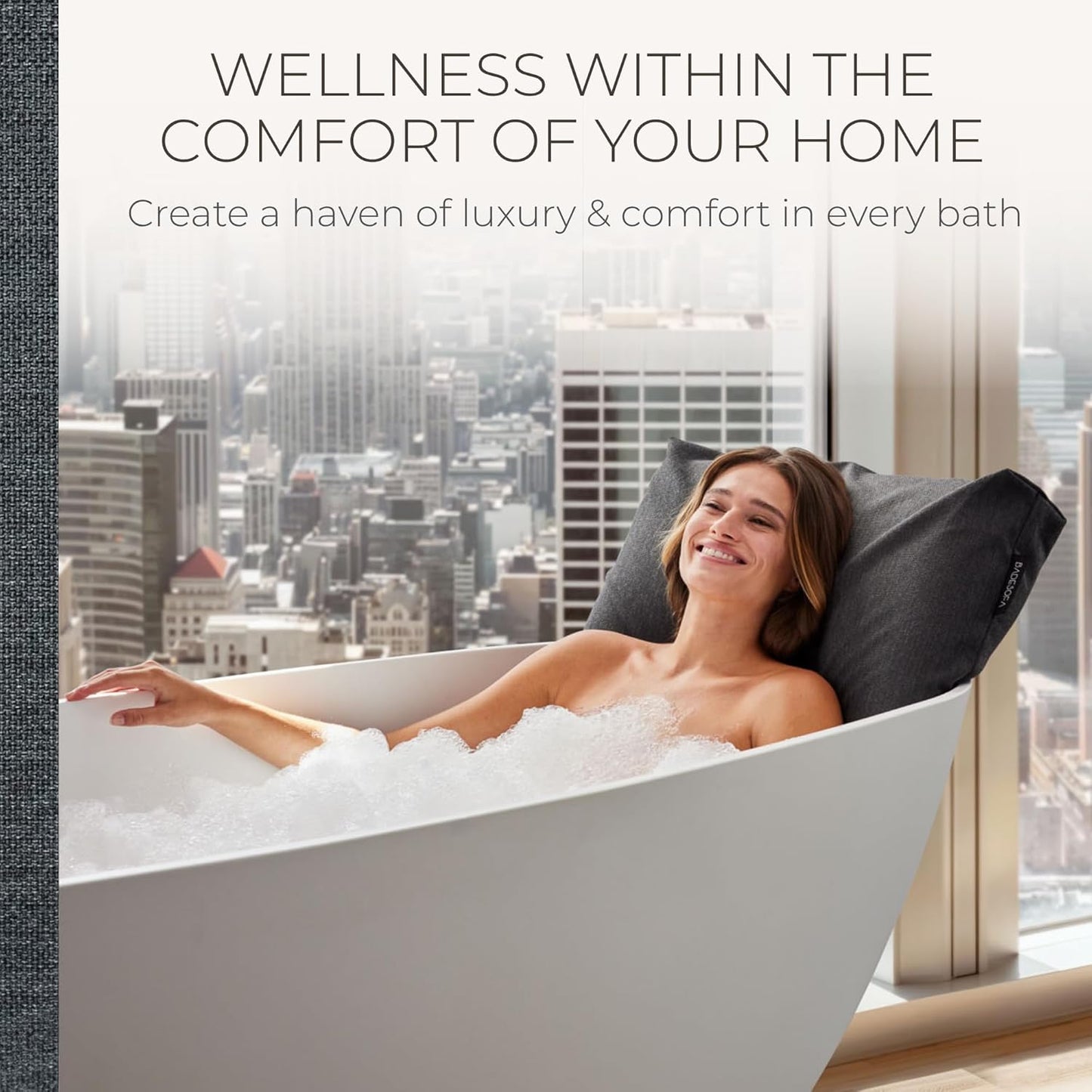 BADESOFA® Luxury Bath Pillow M - Lusciously Soft & Comfortable Tub Pillow for Bathtub - Washable & Quick-Drying Bath Back Pillow - Non-Slip Full Body Tub Pillow - Luxury Spa Cushion in Ivory Pearl
