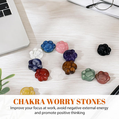 BBTO 12-Piece Worry Stones - Black Obsidian Crystal Thumb Stones for Stress Relief Meditation