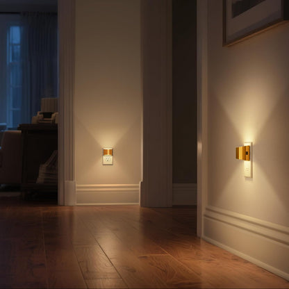 DORESshop LED Night Light[2 Pack], Night Lights Plug into Wall, 3 Level Brightness Adjustable Plug in Night Light, Dusk to Dawn Sensor, Nightlights for Adults, Bedroom, Bathroom, Hallway, Amber