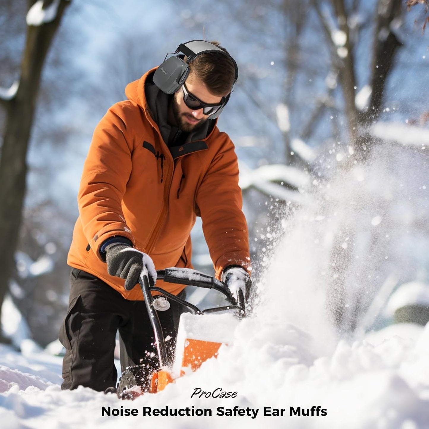 ProCase Noise Cancelling Ear Muffs SNR 33dB, Ear Hearing Protection Headphones for Adults, Sound Proof Ear Defenders for Work, Mowing, Shooters Shooting Gun Range, Construction -Black