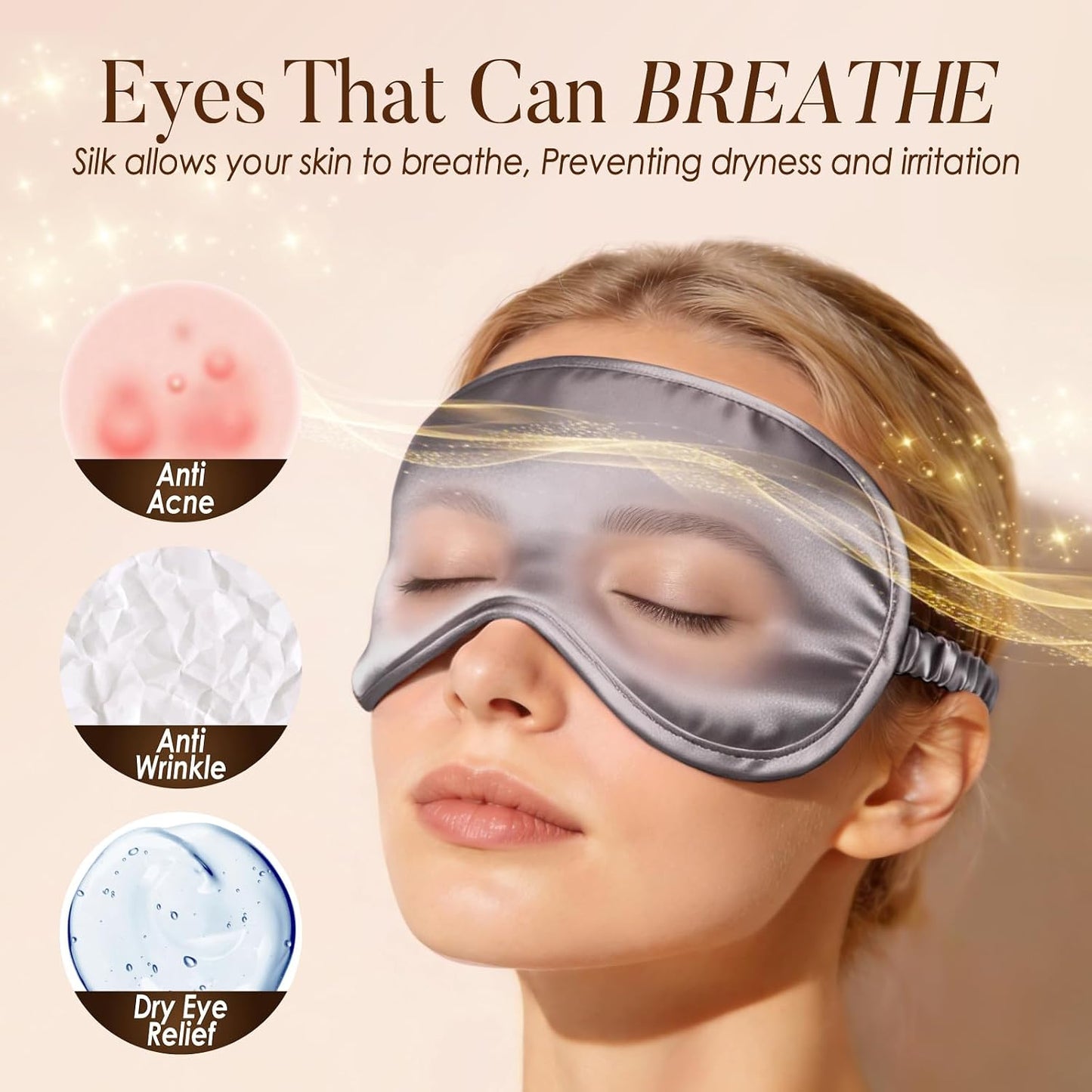 LULUSILK Mulberry Silk Sleep Eye Mask & Blindfold with Elastic Strap/Headband, Soft Eye Cover Eyeshade for Night Sleeping, Travel, Nap(Pink)